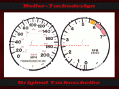 Tachoscheibe für Dodge Viper RT10 GTS 1992 bis 2002 200 Mph zu 320 Kmh