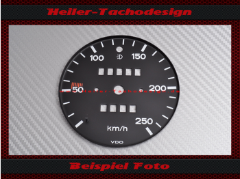 Tachoscheibe für Porsche 911 Modell 1963 bis 1983 Abblendlicht oben Mph zu Kmh
