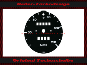 Tachoscheibe für Porsche 911 Modell 1963 bis 1983 Abblendlicht oben Mph zu Kmh