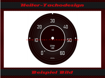 Drehzahlmesser Zifferblatt für Porsche 356 von Veigel 6000 UPM