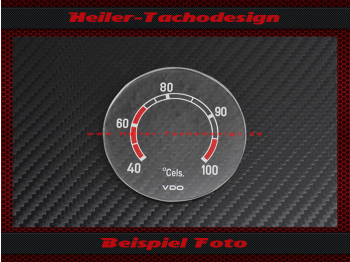 Glas Skala Fernthermometer für Mercedes 380 Steyr Puch 40 bis 100 °C mit Roten Bereich 57 mm