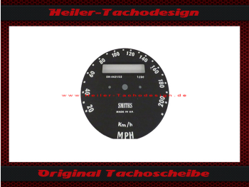 Tachoscheibe für NOS Smiths Austin Mini Cooper S 1275cc 1967 bis 1971 Ø60 SN4421/32 200 Kmh