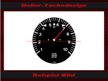 Drehzahlmesser Scheibe für Porsche 911 bis 10000 UPM symmetrische Einteilung Rote Markierung