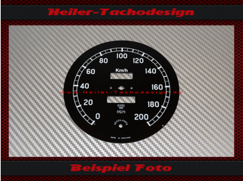 Tachoscheibe für Jaguar MK4 1945 XK 120 XK 140 120 Mph zu 200 Kmh mit Headlamps