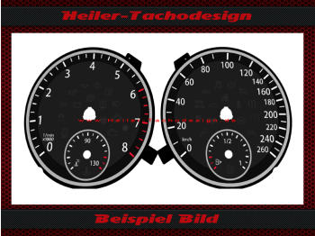 Tachoscheibe f&uuml;r VW Tiguan 2006 bis 2011 Symbol 1 160 Mph zu 260 Kmh