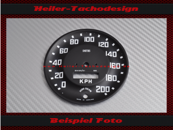 Speedometer Disc for Turner Sports Cars Ø92 mm 120 Mph to 200 Kmh