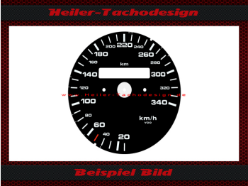 Tachoscheibe für Porsche 911 964 993 Turbo 6 Uhr Stellung verlängert auf 340 Kmh Mph zu Kmh