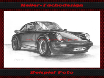Bleistift Zeichnung Porsche 964