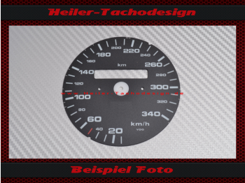 Tachoscheibe für Porsche 911 964 993 Schalter 6 Uhr Stellung 340 Kmh ab 10 Kmh