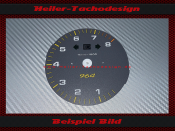 Tachometer dial for Porsche 911 964 993 without on-board computer 8000 rpm 5 oclock position red area from 7400 rpm