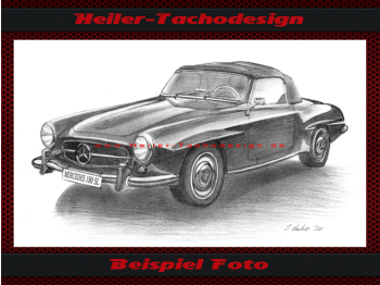 Bleistift Zeichnung DIN A3 für Mercedes 190 SL ROADSTER 1959