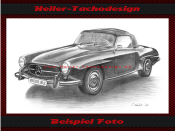 Pencil Drawing Mercedes 190 SL ROADSTER 1959