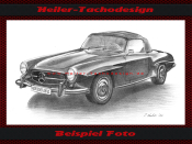 Pencil Drawing  DIN A3 for Mercedes 190 SL ROADSTER 1959