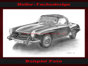 Pencil Drawing DIN A3 Mercedes 190 SL ROADSTER 1959