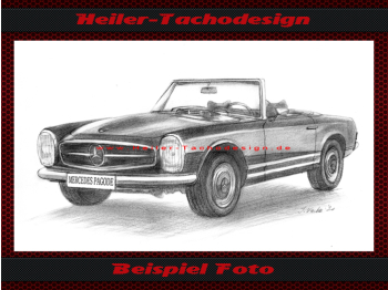 Bleistift Zeichnung DIN A3 für Mercedes Benz 280 SL Pagode 1968