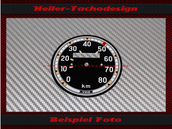 Tachoscheibe für VDO Mercedes Unimog 2010 1951 bis 1953 0 bis 80 Kmh kleiner Ausschnitt