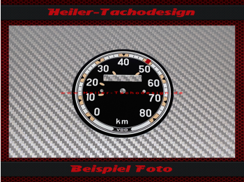 Tachoscheibe für VDO Mercedes Unimog 2010 1951 bis 1953 0 bis 80 Kmh kleiner Ausschnitt