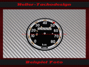 Speedometer Disc for VDO Mercedes Unimog 2010 1951 to 1953 0 to 80 Kmh smaller Cutout