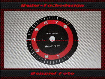 Drehzahlmesser Zifferblatt für Porsche 911 964 993 ohne Bordcomputer GT3 Design 8000 UPM 4 Uhr Stellung