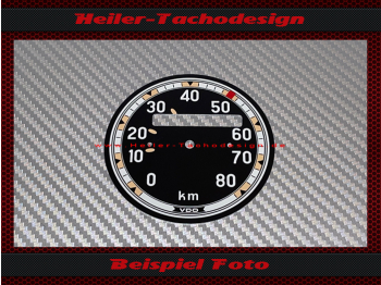 Tachoscheibe für VDO Mercedes Unimog 2010 1951 bis 1953 0 bis 80 Kmh grosser Ausschnitt