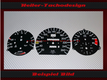 Speedometer Discs for Mercedes W201 190E 260 Kmh 8000 RPM Economy Red area from 7000 RPM