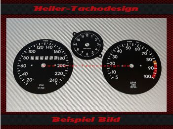 Set Tachoscheibe für Opel Kadett C 240 Kmh 10 UPM mit Uhr