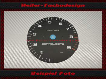 Drehzahlmesser Zifferblatt für Porsche 911 964 993 ohne Bordcomputer 6 Uhr Stellung 9000 RPM mit roten Bereich - 2