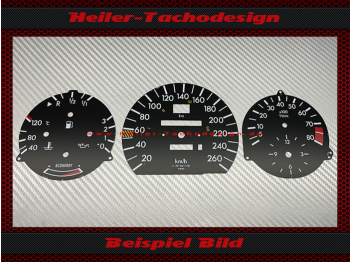 Speedometer Discs for Mercedes W201 190E 260 Kmh 8000 RPM Economy Red area from 7200 RPM