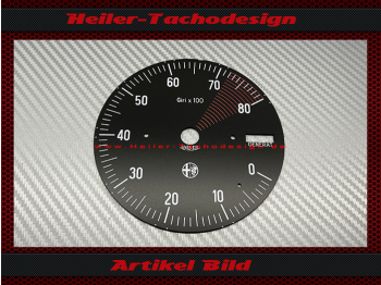 Tachometer Dial for Alfa Romeo Spider Coda Tronca 1969 to 1983 from 7.2 RPM - 2