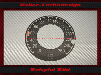 Tacho Aufkleber auf Tachoglas für Mercedes W111 große Heckflosse W112 Heckflosse W113 SL Pagode 160 Mph zu 260 Kmh