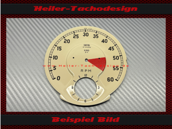 Drehzahlmesser Zifferblatt für Jaguar E Type S Type MARK ll Smiths 0 bis 6000 UPM mit Uhr