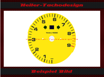 Drehzahlmesser Zifferblatt für Porsche 911 964 993 ohne Bordcomputer 9000 UPM 6 Uhr Stellung roter Bereich ab 8200 UPM