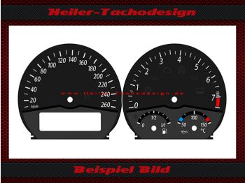 Speedometer dials for BMW Z4 E85 E86 with oil temperature display 160 Mph to 260 Kmh 7500 RPM