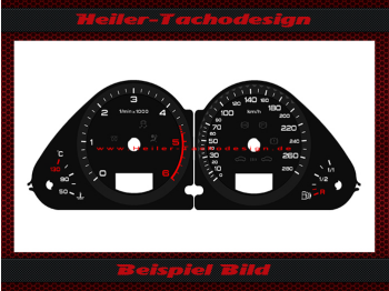 Tachoscheiben für Audi A6 4F Facelift mit ACC 180 Mph zu 280 Kmh 6000 UPM