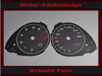 Tachoscheibe Audi A4 8F 8K B8 Benzin 180 Mph zu 280 Kmh