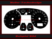 Tachoscheibe f&uuml;r Audi A4 A6 2000 bis 2006 mit Uhr Mph zu Kmh