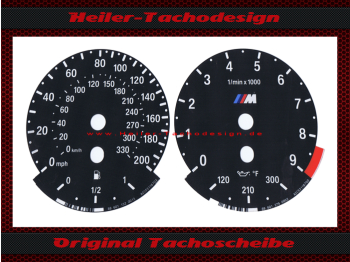 Tachoscheibe für BMW 3er E90 & 5er E60 Benziner 160 mph 260 kmh km/h 516704 Blau
