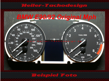 Tachoscheibe für BMW 3er E90 & 5er E60 Benziner 330 kmh km/h M3 M5 5008 Carbon 