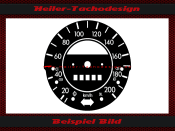 Tachoscheibe für Vw Käfer 1200 200 Kmh