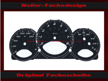 Original Tachoscheibe f&uuml;r Porsche Boxster 987 Cayman 300 Kmh Schalter Schwarz
