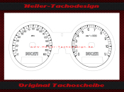 Tacho Aufkleber für Ducati Sport Classic GT 1000 Biposto Modell 2009 160 Mph zu 260 Kmh