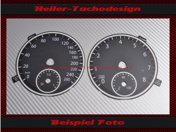 Tachoscheibe für VW Tiguan 2006 bis 2011 Symbol 2 160 Mph zu 260 Kmh