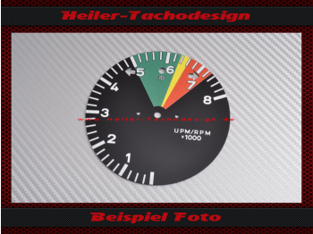 Drehzahlmesser Scheibe für Porsche 911 bis 8000 UPM 6 Uhr Stellung Farbig