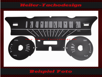 Speedometer Sticker for Ford Mustang 1964 to 1966 120 Mph to 200 Kmh