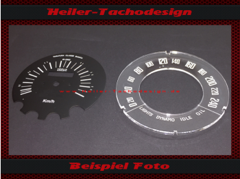 Speedometer Disc for Motoguzzi V7 Ambassador 150 Mph to 240 Kmh Englisch