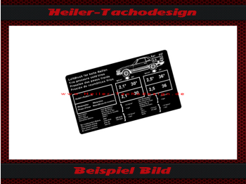 Aufkleber für Reifendruck für Mercedes Benz R107 C107 Tankklappe