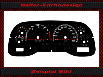 Tachoscheibe für Dodge Ram 1999 bis 2001 120 Mph zu 200 Kmh 6000 UPM