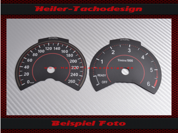 Tachoscheiben für BMW 1er 2er X1 F20 F22 F23 F45 F48 Sport 160 Mph zu 260 Kmh 6000 UPM