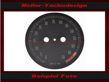 Tachometer dial sticker for Chevrolet Corvette C2 1965 to 1967 from 6600 RPM