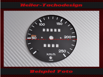Tachoscheibe für Porsche 911 1963 bis 1983 Abblendlicht unten Mph zu Kmh